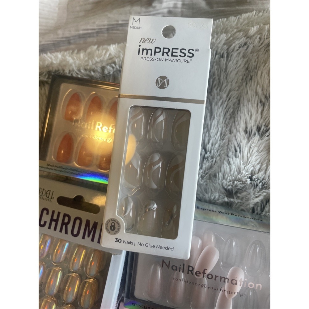 Press On Nails Lot Of 11 Glamnetic Nail Reformation Almond Pinks Vsalon Medium - Picture 8 of 8